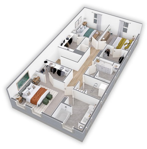 Floor plan for 3 beds, 2.5 baths, 1841 sqft